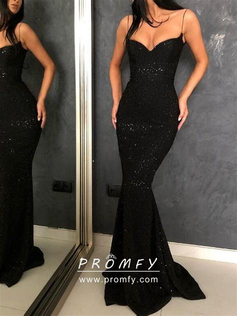 Elegant Black Sequin Slim Mermaid Evening Dress In 2022 Prom Dresses