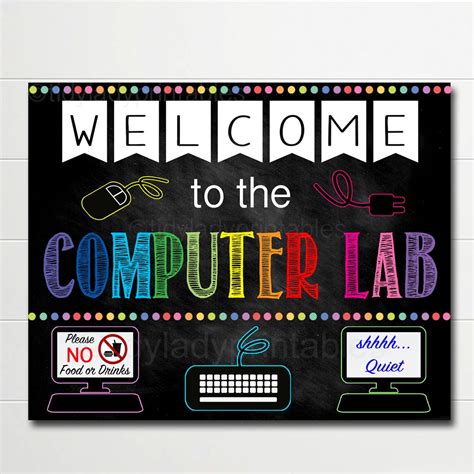 computer lab school sign classroom decor teacher door sign etsy computer lab posters