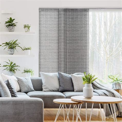 Godear Gray Pleated Natural Woven Patio Door Panel Blind Vertical Blind