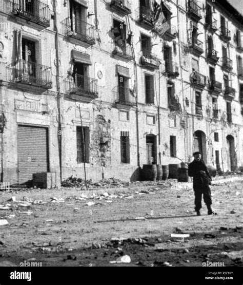 Spanish Civil War Madrid Street After German Condor Legion Air Raid