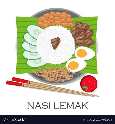 Malaysian Cuisine Nasi Lemak Royalty Free Vector Image