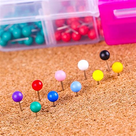 Yalis Push Pins 600 Count Map Tacks Marking Pins 18 Inch Plastic Beads