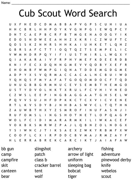 Cub Scout Word Search Wordmint