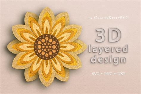 3d Sunflower Svg 3d Layered Sunflower 3d Paper Sunflower
