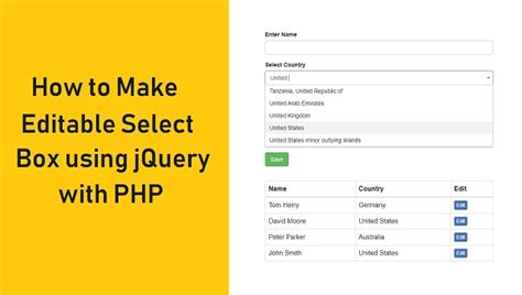 How To Create Editable Select Box Using Jquery In Php Webslesson