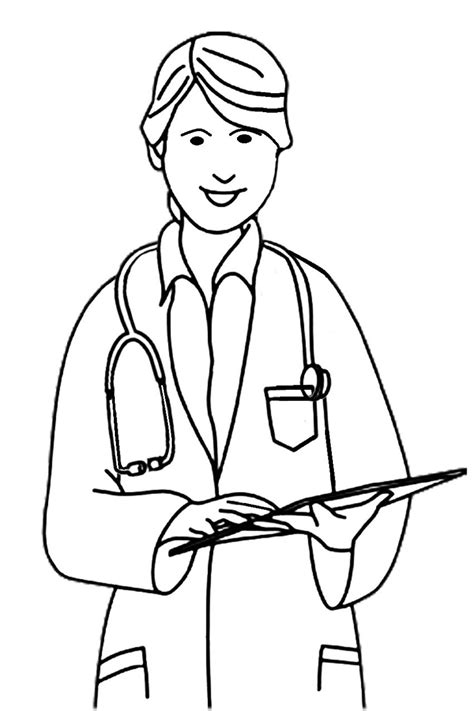 Beautiful Nurse Coloring Page - Free Printable Coloring Pages for Kids