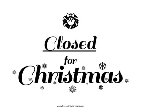 Free Christmas Closing Sign Template