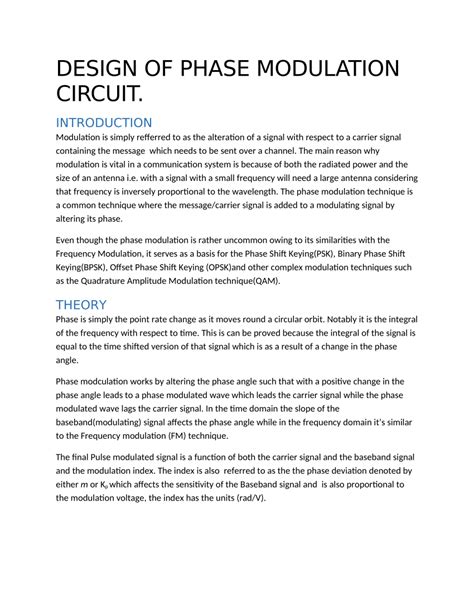 Pdf Design Of Phase Modulation Circuit