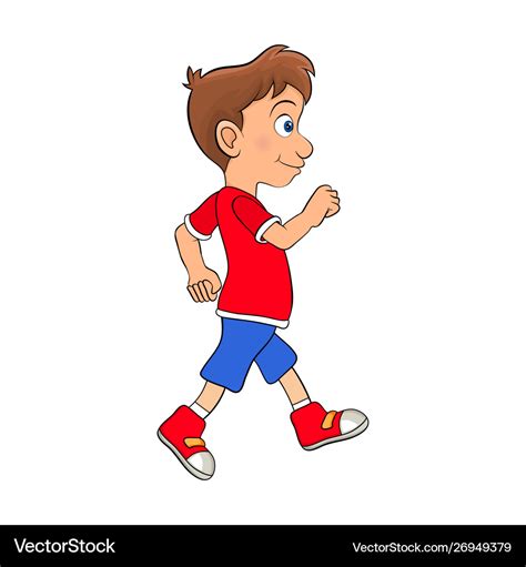 Preschool Boy Walking Cartoon Design Isolated Vector Image
