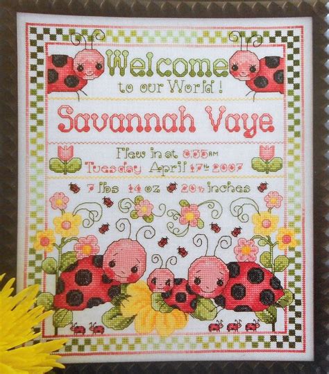 I admit that in the past i've been a nasty. Donna Vermillion Giampa LADYBUG BIRTH SAMPLER Baby Girl ...