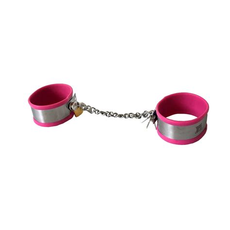 3 Colors Silicone Handcuffs For Sex Fetish Bondage Stainless Steel Hand Cuffs Adult Game Sex