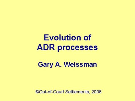 Evolution Of Adr Processes Gary A Weissman Outofcourt