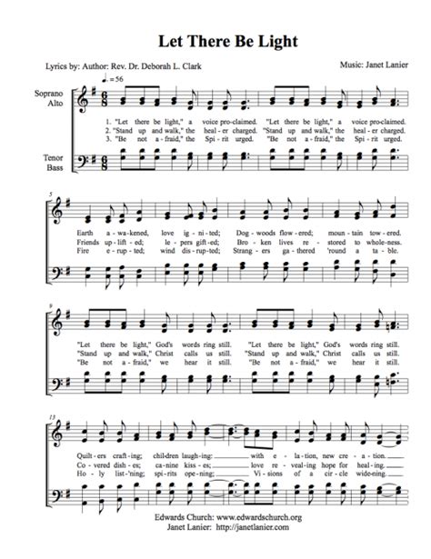 Let There Be Light For Satb Free Hymn Download Janet Lanier