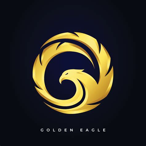 Golden Eagle Logo Design Vector Template Circle Shape Emblem Luxury