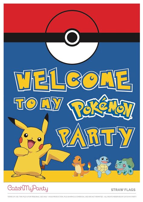Free Printable Pokemon Party Welcome Sign Pokemon