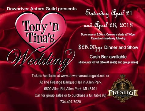 Downriver Actors Guild Presentes Tony N Tinas Wedding Saturday