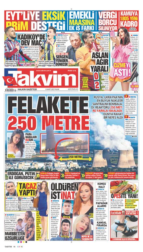 06 Mart 2022 tarihli Takvim Gazete Manşetleri