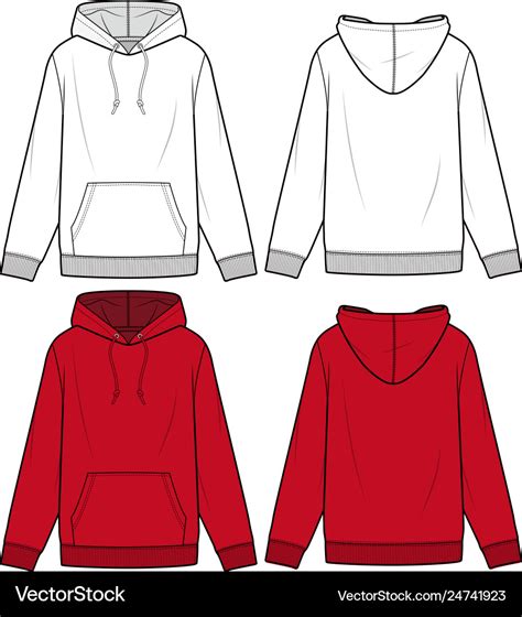 Hoodie Fashion Flat Sketch Template Royalty Free Vector