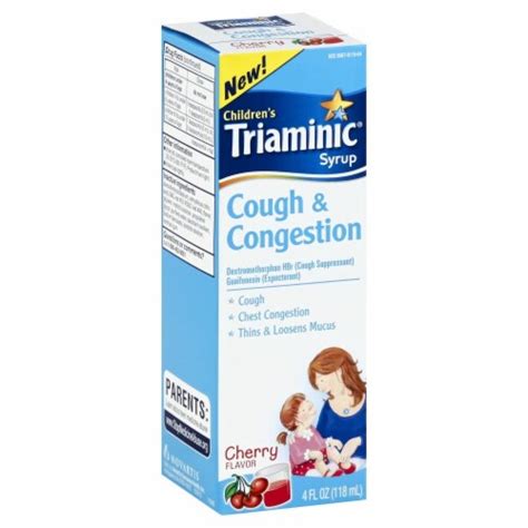 Triaminic Childrens Cherry Flavored Cold And Congestion Liquid Medicine