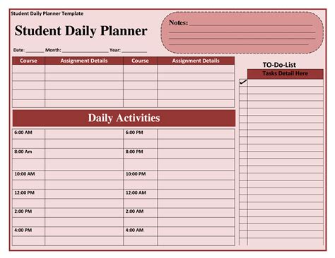8 Best Images Of Student Daily Planner Template Printable Student