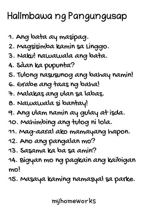 Mag Bigay Ng Tig Iisang Halimbawang Pangungusap Na Ginagamitan Ng My