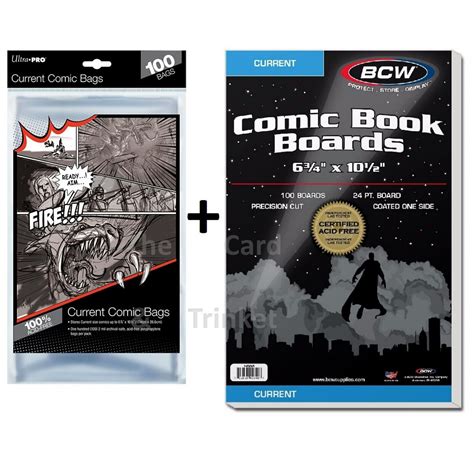 Ultra Pro 100 X Current Size Comic Bags 100 Bcw Backing Boards Bundle