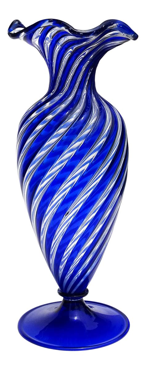 Venetian Glass Murano Glass Glass Flower Vases Modern Branding Italian Art Cobalt Blue