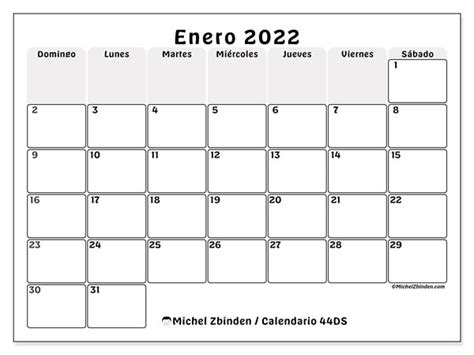 Calendario “44ds” Impresión Enero 2022 Michel Zbinden Es