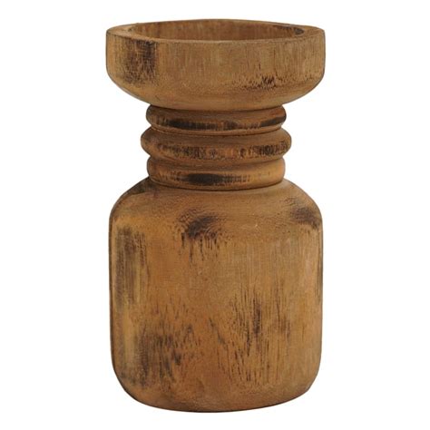 Honeybloom Natural Wood Pillar Candle Holder 7