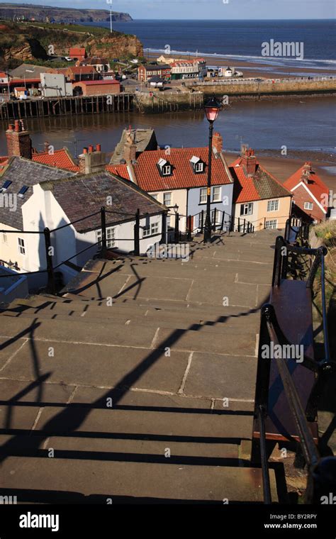 Looking Down The 199 Steps At Whitby North Yorkshire Stock Photo Alamy