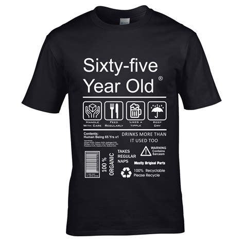 funny 65 sixty five year old package care label mens t shirt 65th birthday t ebay