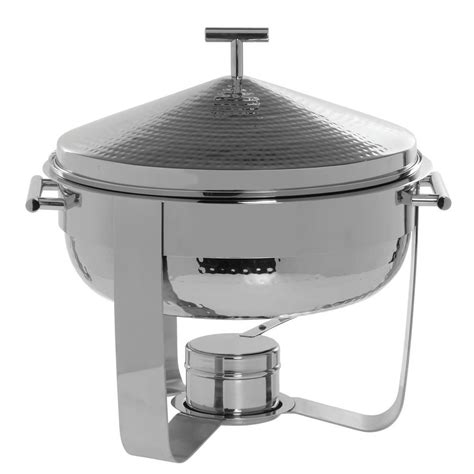 Round Chafing Dish 3 Quart Stainless Steel With Hammered Finish 13 1