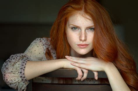 Wallpaper Face Women Redhead Long Hair Green Eyes Black Hair Freckles Mouth Skin Head