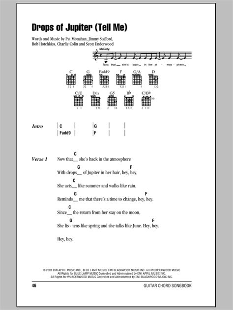Maybe you would like to learn more about one of these? Drops Of Jupiter (Tell Me) Sheet Music | Train | Guitar ...