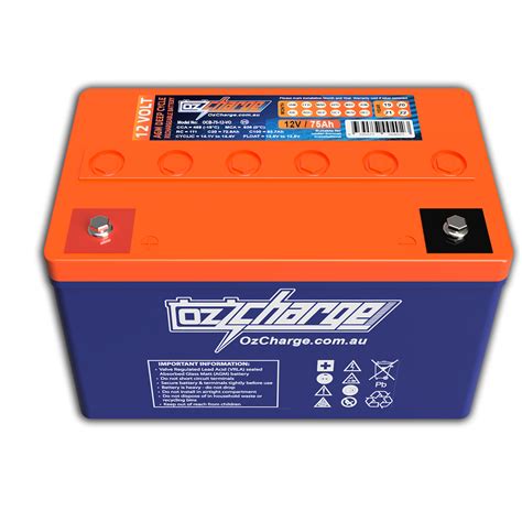 12v 75ah Agm Deep Cycle Battery Ozcharge