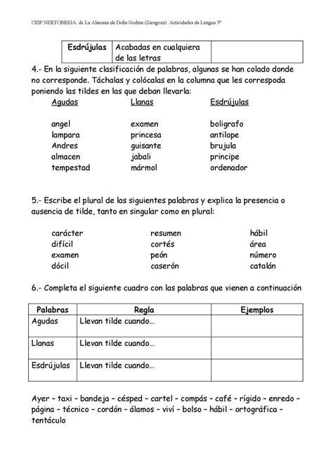 Ficha Interactiva De Agudas Graves Y Esdrujulas Images