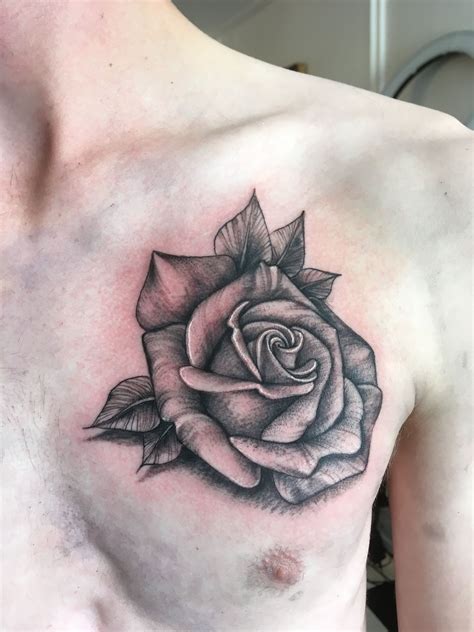 Rose Tattoo 🖤🌿🌙 Rose Chest Tattoo Rose Tattoos For Men Rose Tattoos