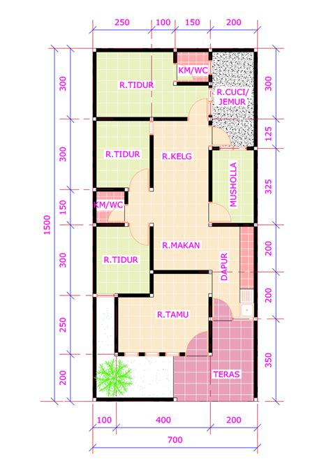 Beranda desain gambar rumah minimalis 3 kamar tidur dwg autocad. 20 Desain Rumah 3 Kamar Tidur 1 Mushola | Desain Rumah ...