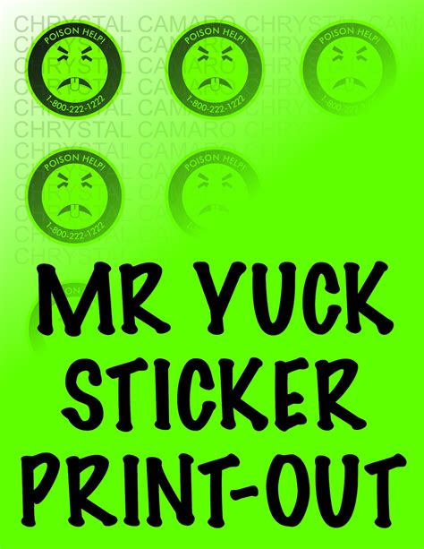 Mr Yuck Poison Helpline Sticker Print Out Etsy