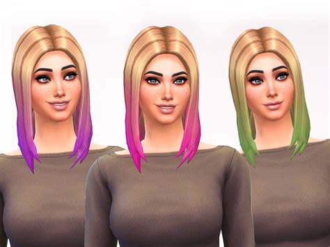Blonde To Dip Dyeombre Hair Cc For Sims 4 Base Game Recolour