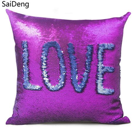 Saideng Mermaid Sequin Pillow Magical Color Changing Throw Pillow Cover