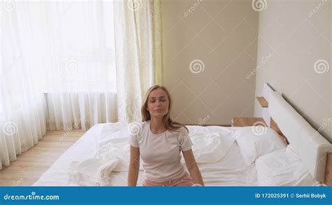 Lovely Blonde Waking Up In Morning Stock Video Video Of Motion