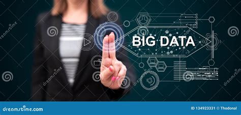 Woman Touching A Big Data Concept Stock Image Image Of Person Background 134923331