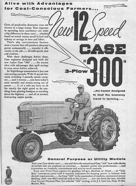 1956 Case 300 Tractor 12 Speed Original Print Ad Ebay