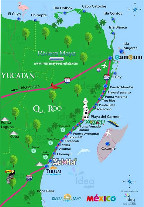 Main Attractions Map In Corner Of City Map Mexico Vacation Cancun