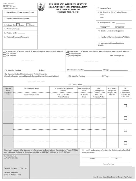 Usfws Form 3 177 Fill Out And Sign Printable Pdf Template Airslate