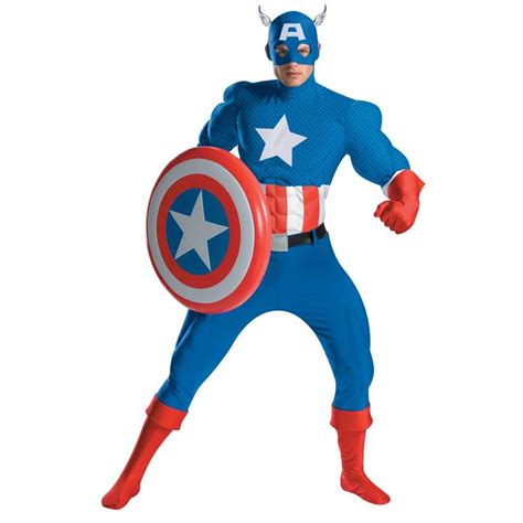 Captain America Deluxe Adult Muscle Costume Halloween Costume Ideas 2023