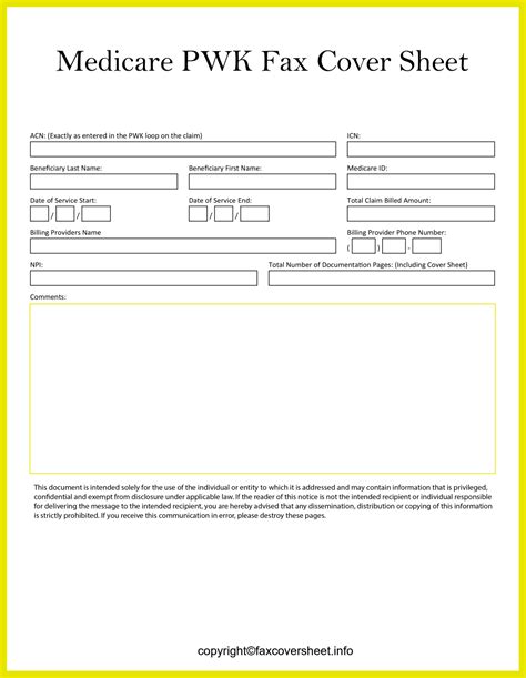 Medicare Pwk Fax Cover Sheet Printable Template In Pdf