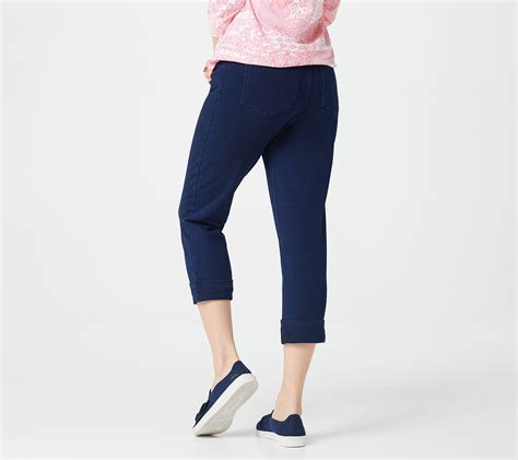 Rated 4 out of 5 by becky from soft and comfortable pants these definitely give a soft comfy alternative to regular jeans. Denim & Co. Petite Comfy Knit Pull-On Crop Pants - QVC.com