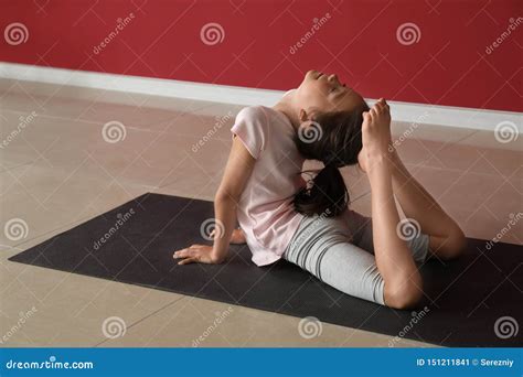 Little Girl Practicing Yoga Indoors Stock Image Image Of Caucasian